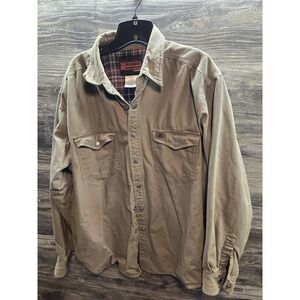 Riggs Workwear by Wrangler Mens Sz Large Brown Jacket Flannel Lining Cowboy Wear